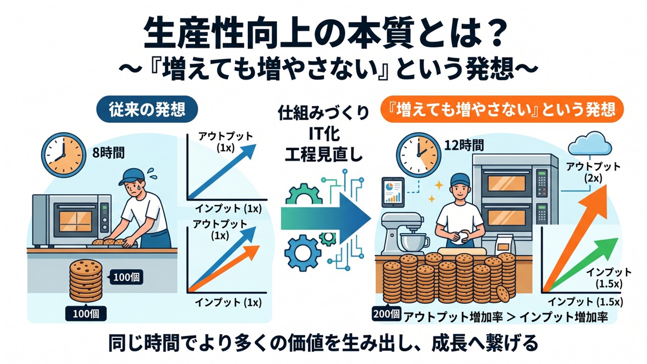 生産性向上の本質とは？ ～「増えても増やさない」という発想～