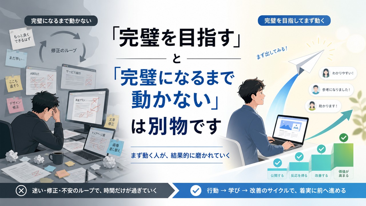 「完璧を目指す」と「完璧になるまで動かない」は別物です