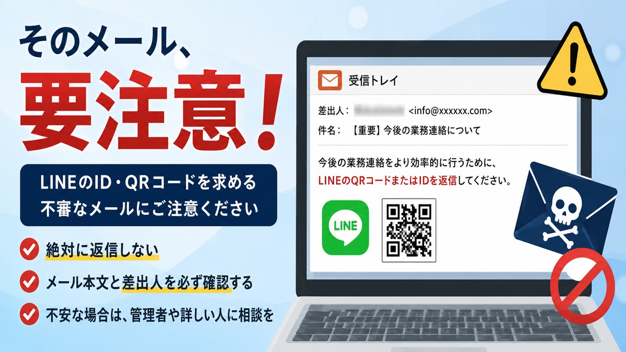 【注意喚起】「LINEのQRコードを返信して」というメールが急増中です。